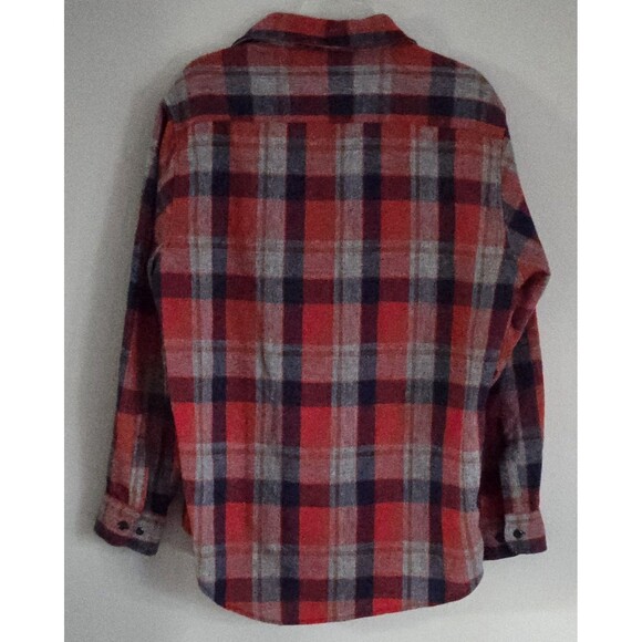 Fieldmaster Red Plaid Flannel Shirt Men L Wool Blend Button Down Workwear Vtg - Picture 3 of 7